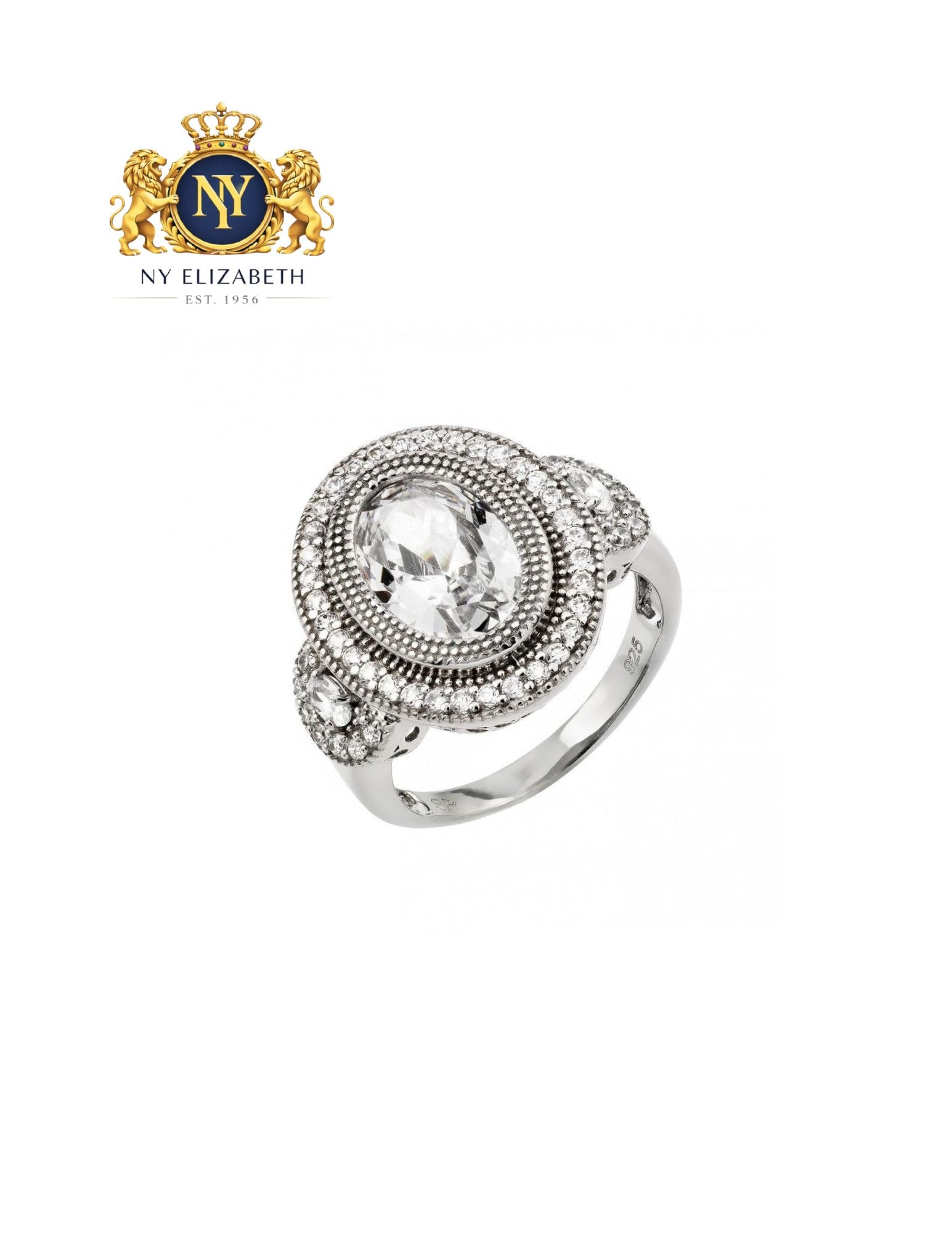SILVER 925 RHODIUM PLATED MICRO PAVE SET ANTIQUE OVAL RING: Silver 925 Rhodium Plated Micro Pave Set CZ Antique Oval Ring Metal: 925 Sterling Silver Plating: Nickel Free Rhodium Plated Stone: Cubic Zirconia Stones Ring Size:: 6 US Accessories: None Notice: