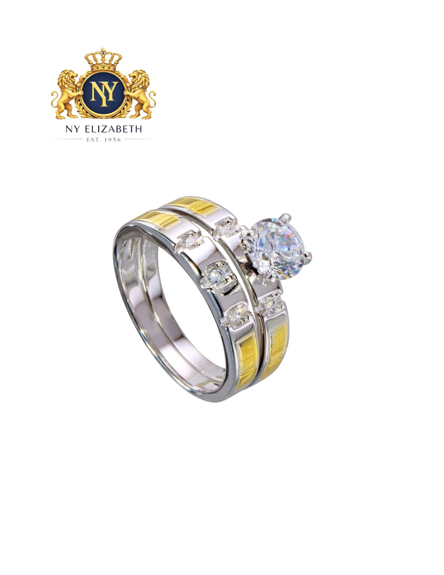 TWO-TONE 925 STERLING SILVER STACKABLE DOUBLE RING - 3