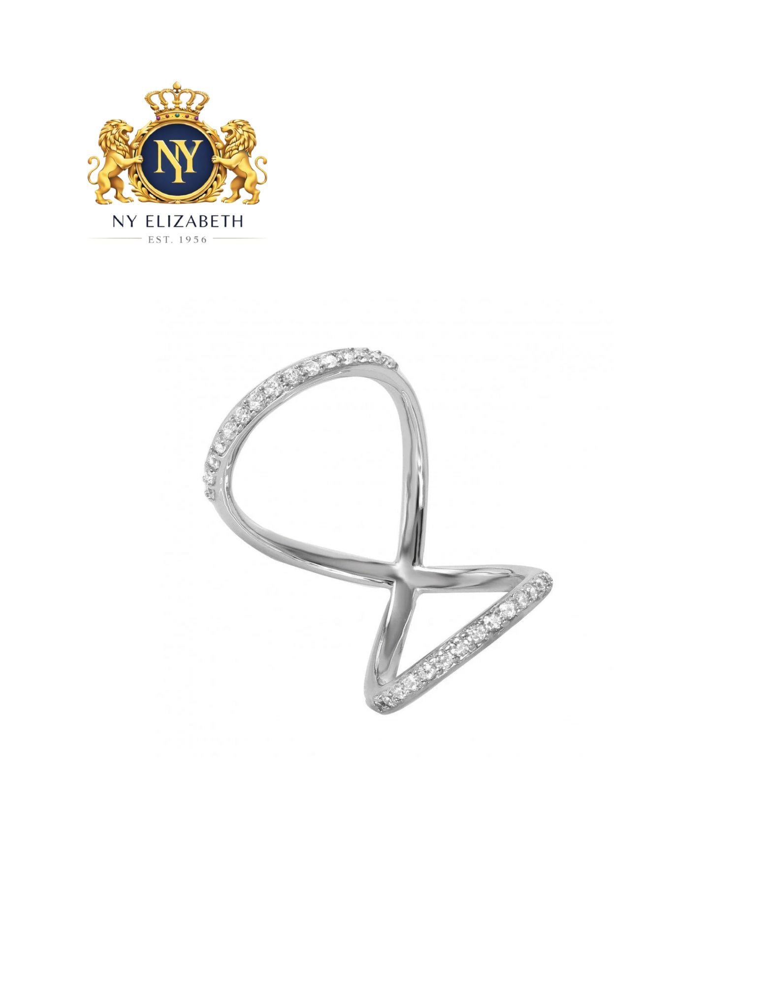 SILVER 925 RHODIUM PLATED CURVED INFINITY SHAPED RING: Silver 925 Rhodium Plated Curved Infinity Shaped CZ Ring Metal: 925 Sterling Silver Plating: Nickel Free Rhodium Plated Stone: CZ Stones Ring Size:: 6 US Accessories: None Notice: When purchasing