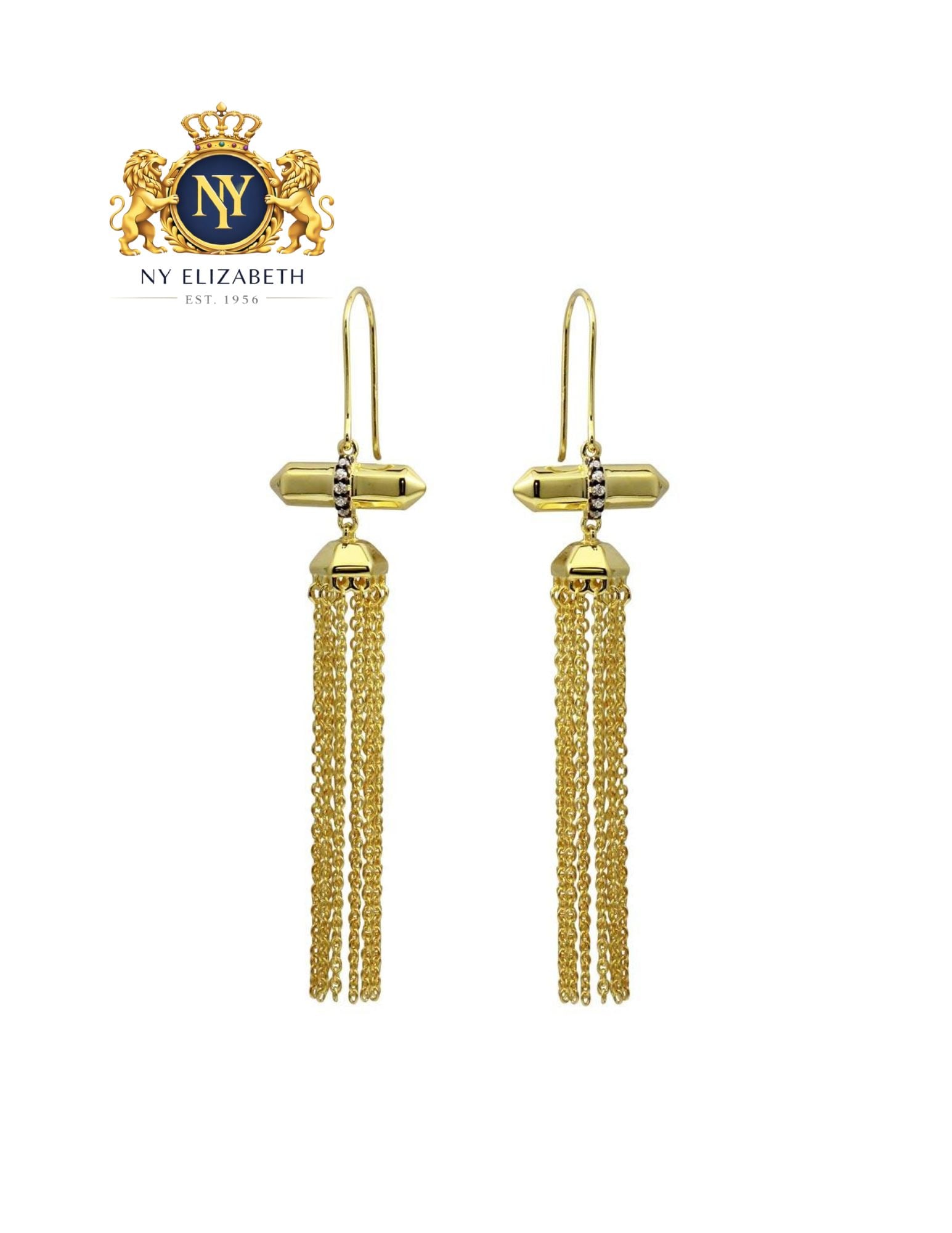 GOLD PLATED 925 STERLING SILVER TASSEL EARRINGS: Gold Plated 925 Sterling Silver Tassel Earrings Metal: 925 Sterling Silver Plating: Nickel Free Gold Plated Stone: Cubic Zirconia Stones Dimensions: 16.2mm x 54mm Length: None Accessories: None