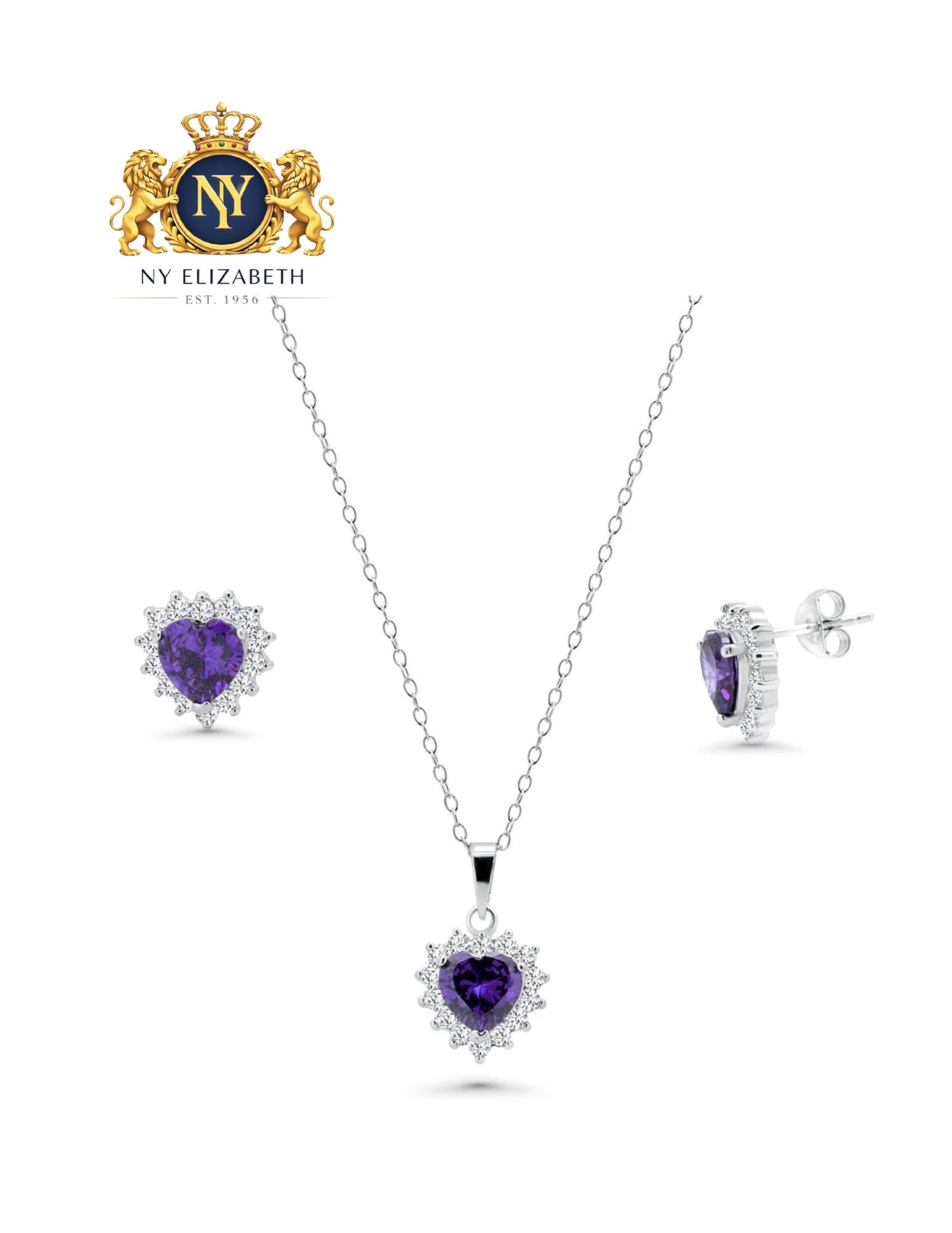 RHODIUM PLATED 925 SILVER BIRTHSTONE EARRING AND NECKLACE SET: Rhodium Plated 925 Silver CZ Birthstone Earring and Necklace Set Metal: 925 Sterling Silver Plating: Nickel Free Rhodium Plated Stone: Clear & Colored Cubic Zirconia Dimensions: Pendant: 11.5mm, Earri