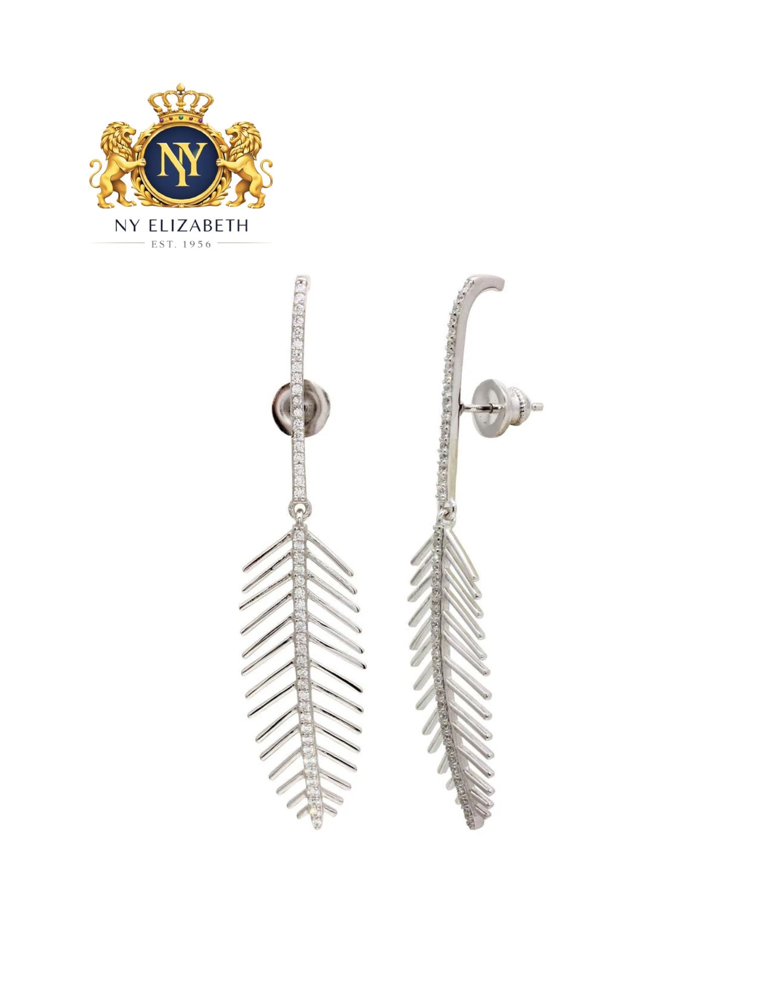 RHODIUM PLATED 925 STERLING SILVER LEAF CLIMBING EARRINGS: Rhodium Plated 925 Sterling Silver Leaf Climbing Earrings Metal: 925 Sterling Silver Plating: Nickel Free Rhodium Plated Stone: Cubic Zirconia Stones Length: None Accessories: None Notice: When pur