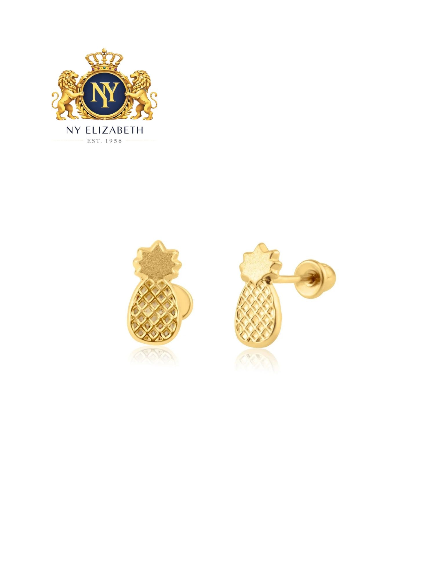 14 KARAT YELLOW GOLD PINEAPPLE SCREW BACK EARRING: 14 Karat Yellow Gold Pineapple Screw Back Earring Metal: 14K Gold Dimensions: 3.8mm x 7.8mm Length: None Accessories: None Notice: When purchasing pre-owned goods, please refer to the photos of the it