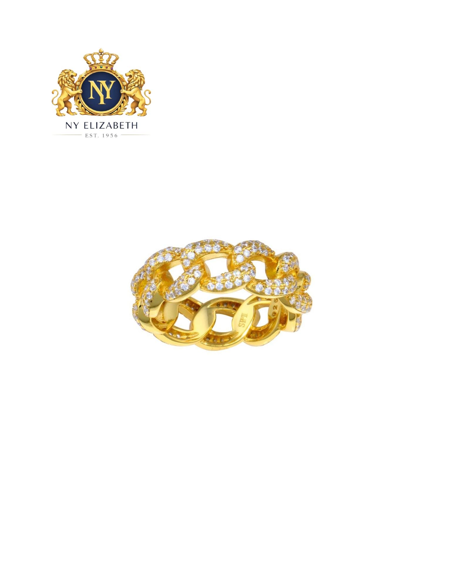 GOLD PLATED 925 STERLING SILVER CURB DESIGN LINK RING: Gold Plated 925 Sterling Silver Curb Design Link Ring Metal: 925 Sterling Silver Plating: Gold Plated Ring Size:: 5 US Accessories: None Notice: When purchasing pre-owned goods, please refer to the ph