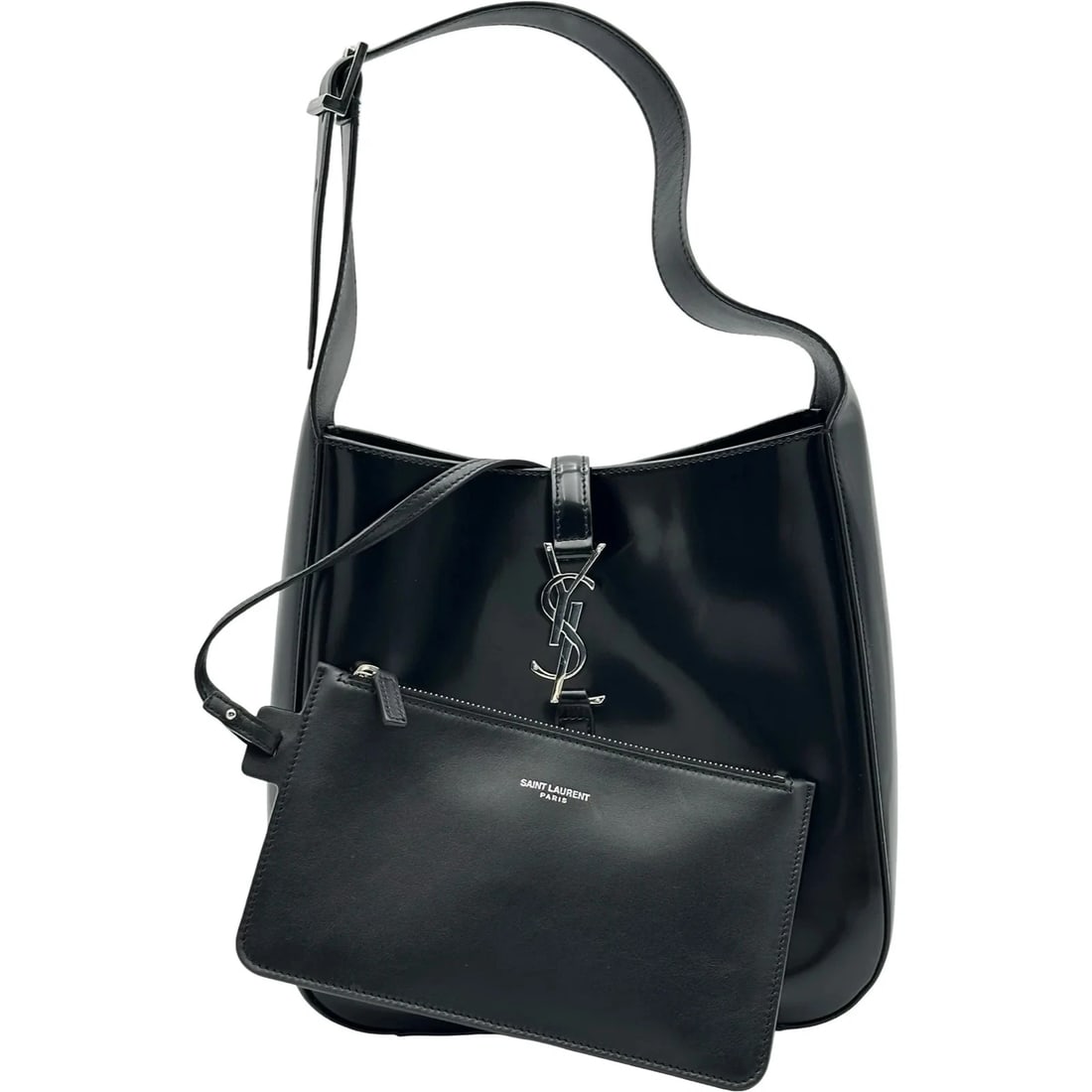 SAINT LAURENT SMALL BLACK SHW PATENT SHOULDER BAG: Saint Laurent Small Black SHW Patent Shoulder Bag Brand: SAINT LAURENT Type/Style: Shoulder Bag Material: Patent Color: Black / SV Hardware Size: W: 22cm / H: 21cm / D: 9cm Accessories: None <