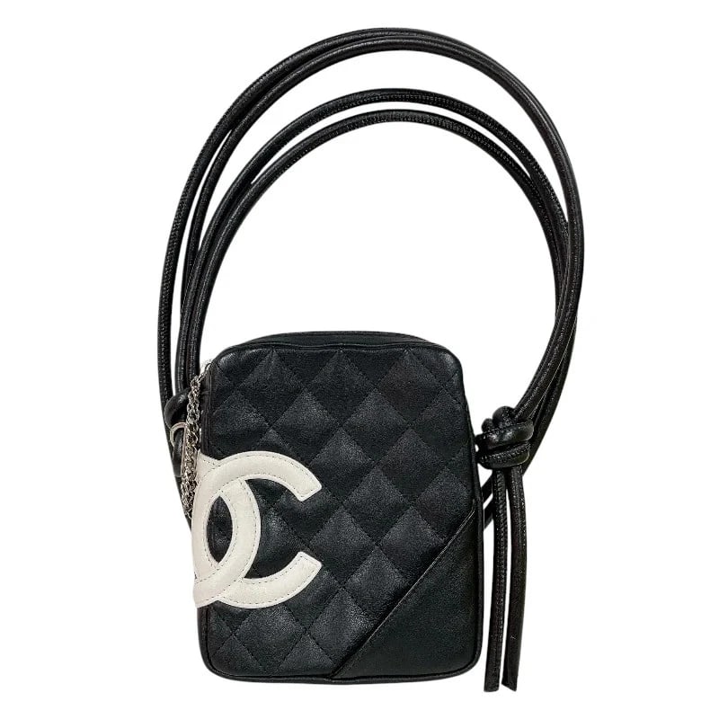 CHANEL CAMBON LINE MINI SHOULDER BAG: CHANEL Cambon Line Mini Shoulder Bag Brand: CHANEL Type/Style: Shoulder Bag Material: Leather Color: Black/White/SV Hardware Size: W: 13cm / H: 15cm / D: 3cm Accessories: None Accessories