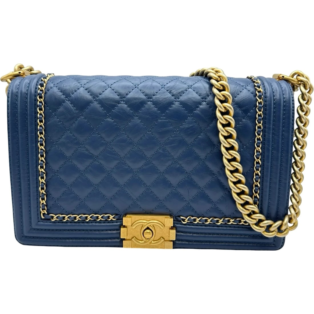 CHANELSERIES BLUE GHW LAMBSKIN SHOULDER BAG: CHANELSeries Blue GHW Lambskin Shoulder Bag Brand: CHANEL Type/Style: Shoulder Bag Material: Lambskin Color: Blue / GD Hardware Size: W: 28cm / H: 18cm / D: 6cm Accessories: None Accessories Notice: