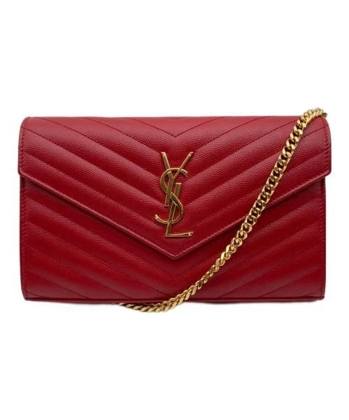 SAINT LAURENT CHAIN WALLET SHOULDER BAG: Saint Laurent Chain Wallet Shoulder Bag Brand: Saint Laurent Paris Type/Style: Shoulder Bag Material: None Color: Red Size: H:14cm / W:22.5cm / D:2cm Accessories: None Accessories Notice: When