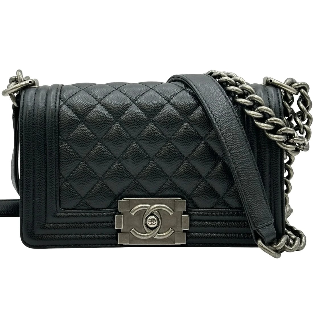 CHANELSERIES BLACK SHW CAVIAR SHOULDER BAG: CHANELSeries Black SHW Caviar Shoulder Bag Brand: CHANEL Type/Style: Shoulder Bag Material: Caviar Color: Black / SV Hardware Size: W: 20cm / H: 12.5cm / D: 6cm Accessories: None Accessories Notice: