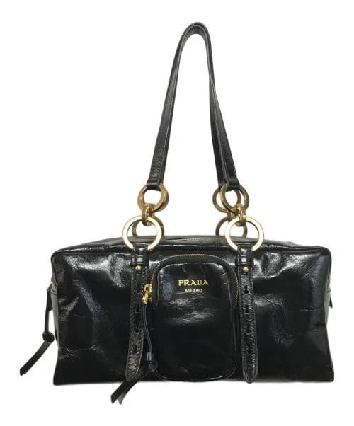 PRADA DANGLE MEDIUM LEATHER TOP HANDLE BAG: PRADA Dangle Medium Leather Top Handle Bag Brand: PRADA Type/Style: Shoulder Bag Material: None Color: Black Size: H:14cm / W:28cm / D:12cm Accessories: None Accessories Notice: When purchasing