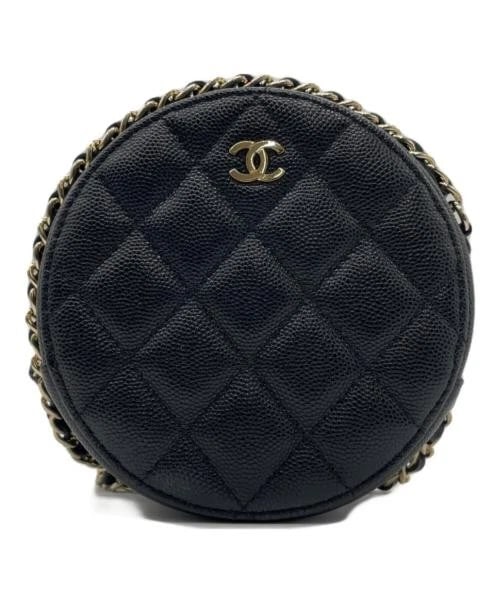 CHANEL MATELASSE CHAIN SHOULDER ROUND BAG: CHANEL Matelasse Chain Shoulder Round Bag Brand: CHANEL Type/Style: Shoulder Round Bag Material: Caviar Skin Color: Black Size: H:10cm / W:10cm / D:4cm Accessories: None Accessories Notice
