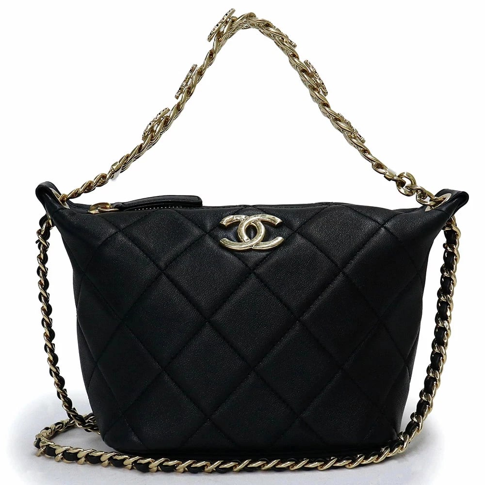 CHANEL MATELASSE COCO MARK TOP HANDLE BLACK: CHANEL Matelasse Coco Mark Top Handle Black Brand: CHANEL Type/Style: Handbag Material: Lambskin (Sheepskin) Color: Black Size: W: 23cm x 16cm x H: 14cm x D: 12cm Accessories: None Accessories