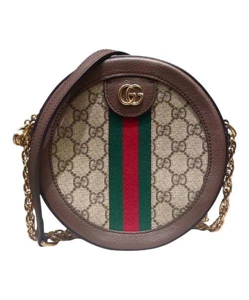 GUCCI SHERRY LINE CHAIN CIRCLE SHOULDER BAG: GUCCI Sherry Line Chain Circle Shoulder Bag Brand: GUCCI Type/Style: Shoulder Bag Material: Gg Supreme Canvas Leather Color: Brown Size: H:18.5cm / W:18.5cm / D:4.8cm Accessories: None Acc