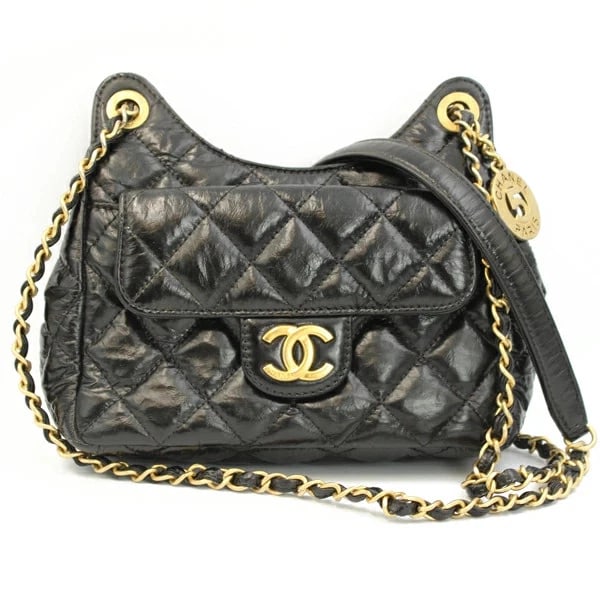 CHANEL SMALL HOBO SHOULDER BAG LEATHER BLACK: CHANEL Small Hobo Shoulder Bag Leather Black Brand: Chanel Type/Style: Shoulder Bag Material: Leather Color: Black Size: W:20cm x H:16cm x D:5cm Accessories: None Accessories Notice: When