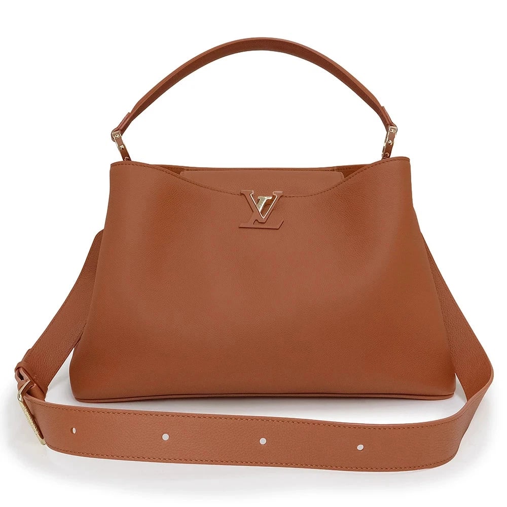 LOUIS VUITTON CAPUCINES SOUPLE: LOUIS VUITTON Capucines Souple Brand: LOUIS VUITTON Type/Style: Handbag Material: Smooth Calf Leather / Grained Calf Leather Color: Cognac (Brown) Size: W: 30cm x 38cm x H: 23cm x D: 16cm