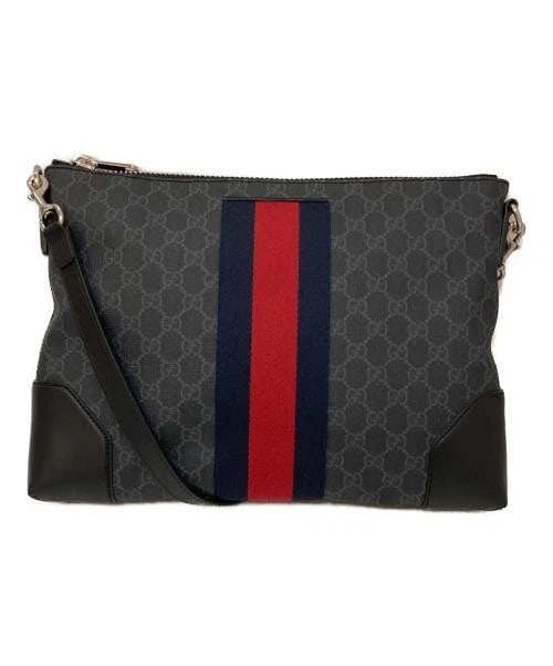 GUCCI GG SUPREME MESSENGER BAG: GUCCI GG Supreme Messenger Bag Brand: GUCCI Type/Style: Messenger Bag Material: Leather Color: Black, Navy X Red Size: H:24cm / W:35cm / D:4.5cm Accessories: None Accessories Notice: When purchasing