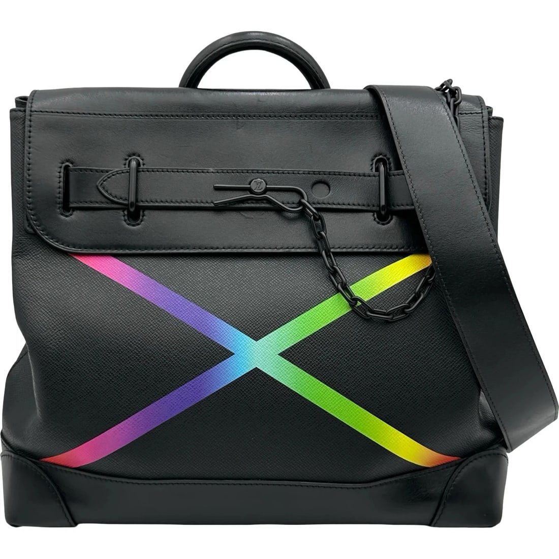 LOUIS VUITTON STEAMER NOIR/RAINBOW TAIGA LEATHER: LOUIS VUITTON Steamer Noir/Rainbow Taiga Leather Brand: LOUIS VUITTON Type/Style: Shoulder Bag Material: Tiger Leather Color: Noir/Rainbow Size: W: 36cm / H: 32cm / D: 15cm Accessories: None