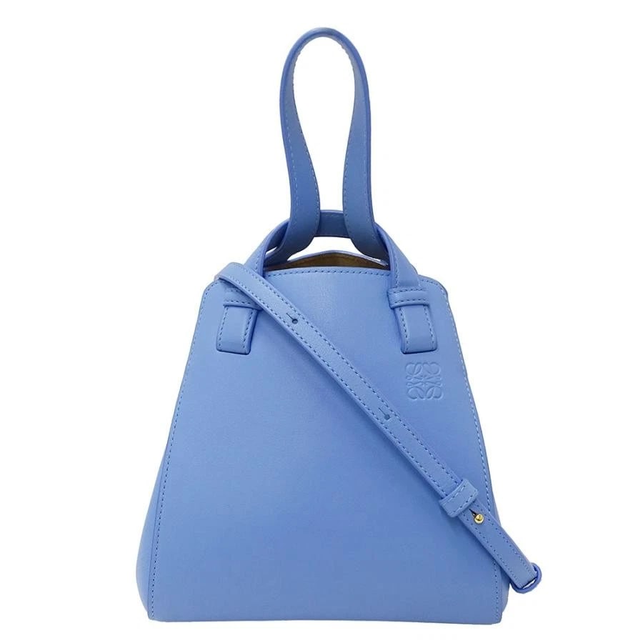 LOEWE HAMMOCK NUGGET BLUE NAPA CALFSKIN HANDBAG: Loewe Hammock Nugget Blue Napa Calfskin Handbag Brand: Loewe Type/Style: Handbag Material: Napa Calfskin Color: Celestine Blue Size: W: 20cm (bottom) / H: 21cm (center) / D: 17.5cm (side) Accessor