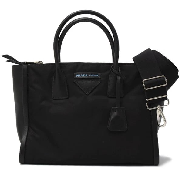 PRADA NYLON BLACK TOTE SHOULDER BAG: Prada Nylon Black Tote Shoulder Bag Brand: PRADA Type/Style: Shoulder Bag Material: Nylon Color: Black Size: W:32cm x H:24.5cm x D:9.5cm Accessories: None Accessories Notice: When purchasing