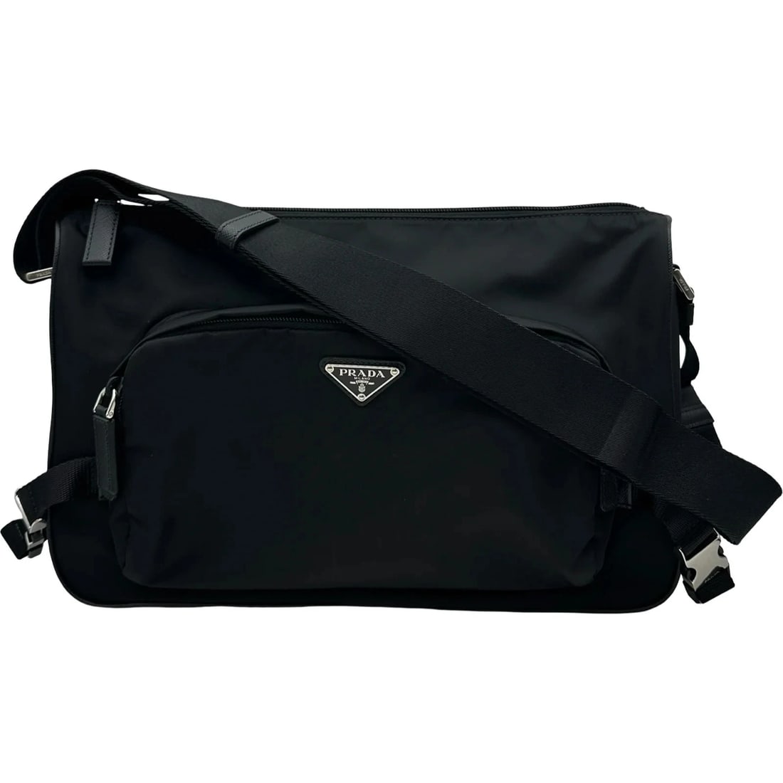 PRADA NYLON SHOULDER LARGE BLACK NYLON SHOULDER BAG: PRADA Nylon Shoulder Large Black Nylon Shoulder Bag Brand: PRADA Type/Style: Shoulder Bag Material: Nylon Color: black Size: W: 34.5cm / H: 23cm / D: 11cm Accessories: None Accessories Notice: When