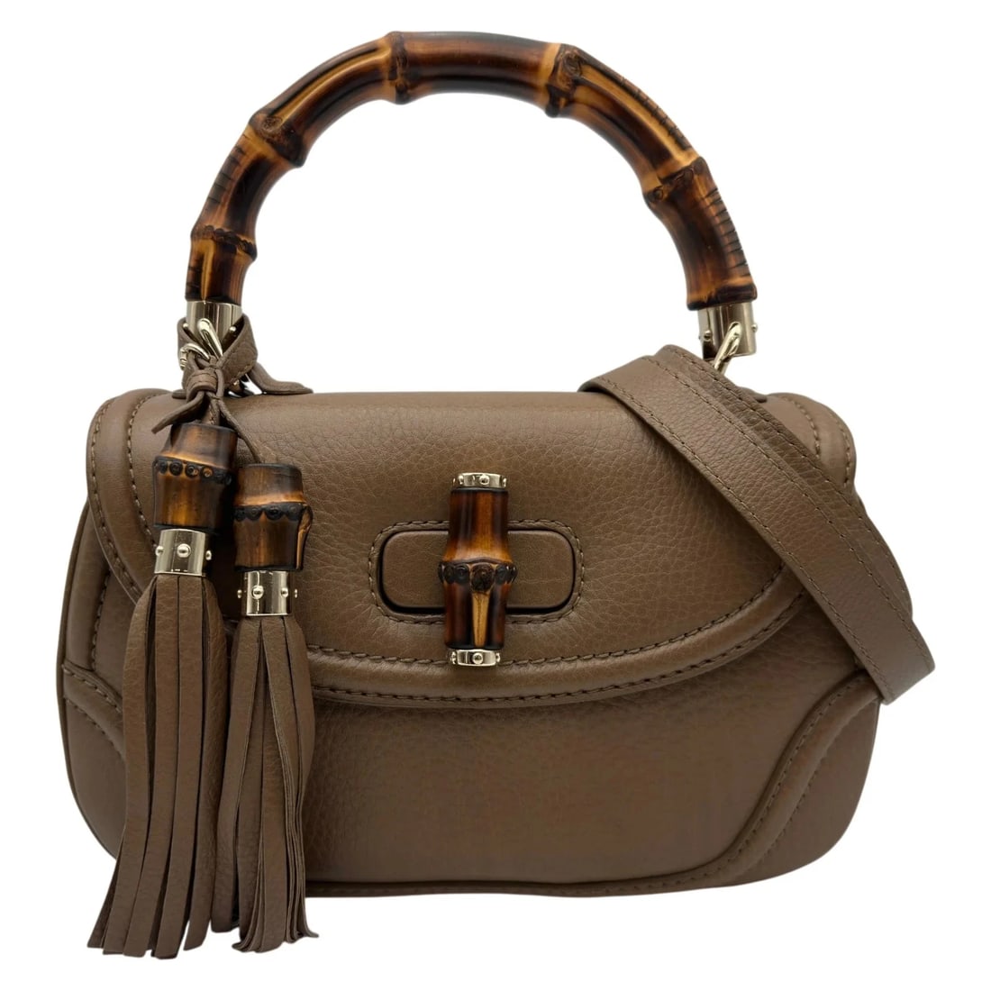 GUCCI BAMBOO BROWN SHOULDER BAG: GUCCI Bamboo Brown Shoulder Bag Brand: GUCCI Type/Style: Shoulder Bag Material: Leather Color: brown Size: W: 26.0cm / H: 16.0cm / D: 10.0cm Accessories: None Accessories Notice: When purc