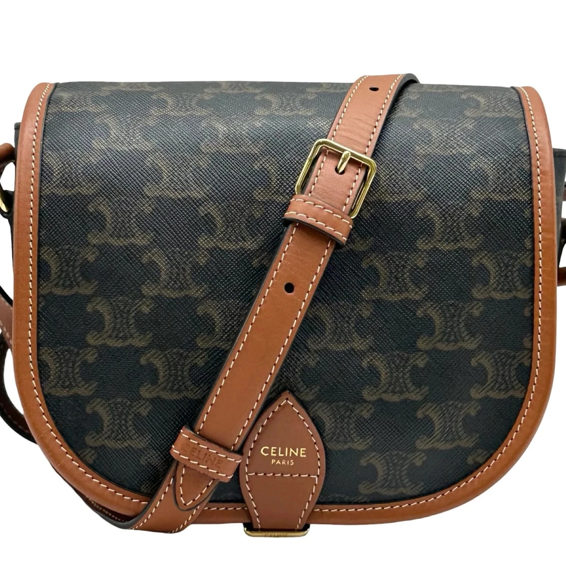 CELINE MEDIUM FOLCO BAG DARK BROWN/TAN TRIOMPHE: CELINE Medium Folco Bag Dark Brown/Tan Triomphe Brand: CELINE Type/Style: Shoulder Bag Material: Triomphe Canvas Color: Dark Brown/Tan Size: W: 18cm / H: 16cm / D: 7cm Accessories: None Ac