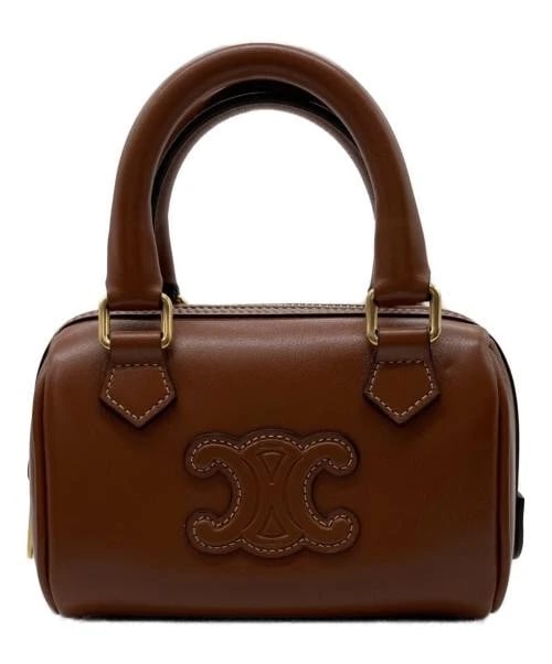 CELINE CUIR TRIOMPHE MINI BOSTON BAG: CELINE Cuir Triomphe Mini Boston Bag Brand: CELINE Type/Style: Boston Bag Material: None Color: Brown Size: H:10cm / W:15cm / D:8cm Accessories: None Accessories Notice: When purchasing pr
