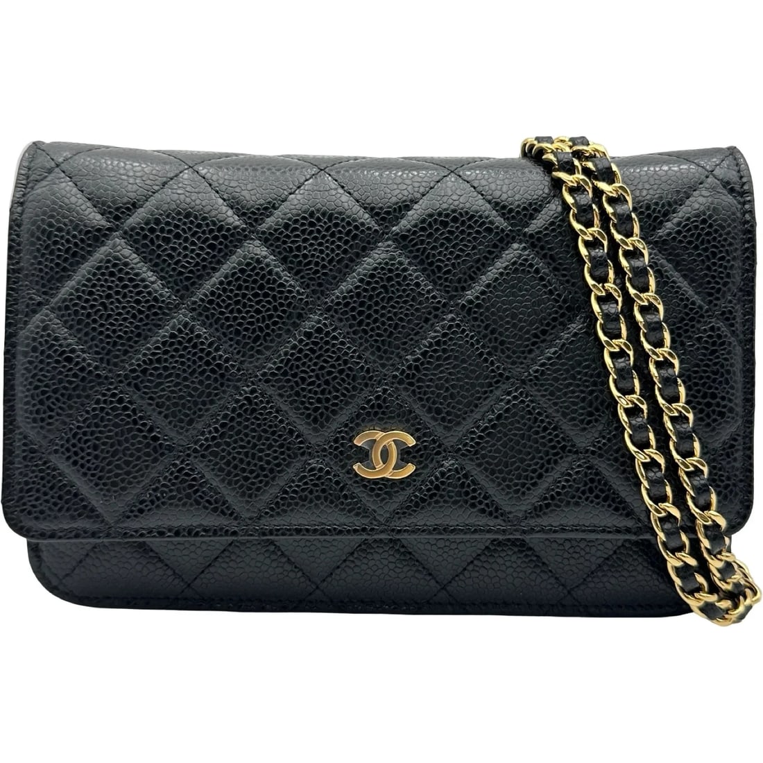 CHANEL CHAIN WALLET BLACK GHW CAVIAR LEATHER SHOULDER BAG: CHANEL Chain Wallet Black GHW Caviar Leather Shoulder Bag Brand: CHANEL Type/Style: Shoulder Bag Material: Caviar Skin Color: Black / GD Hardware Size: W: 19cm / H: 12.5cm / D: 4cm Accessories: None