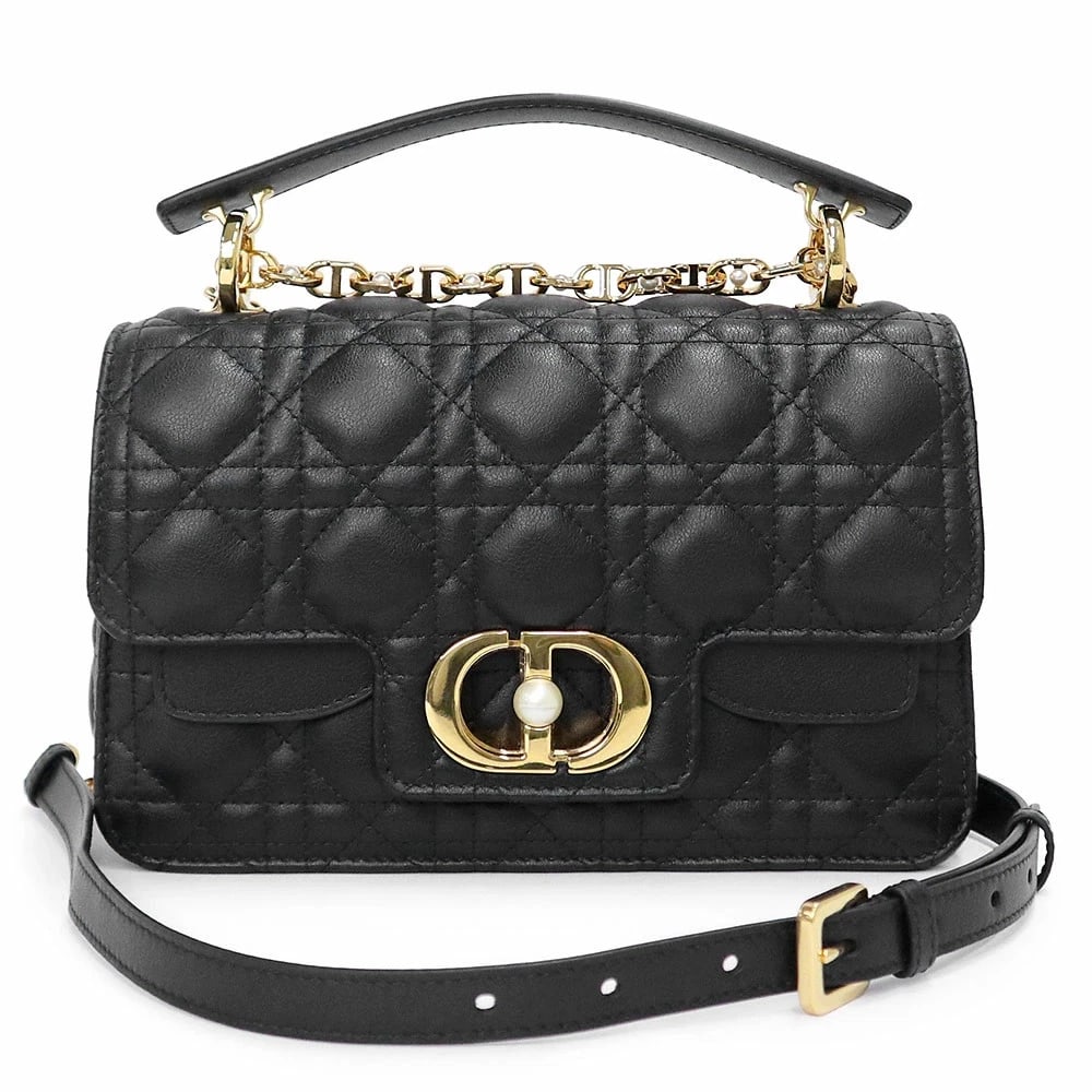 CHRISTIAN DIOR JOLIE TOP HANDLE BAG SMALL BLACK: Christian Dior Jolie Top Handle Bag Small Black Brand: Christian Dior Type/Style: Handbag Material: Calfskin (Cowhide) Color: Black Size: W: 21cm x H: 14cm x D: 8cm Accessories: None Accessories