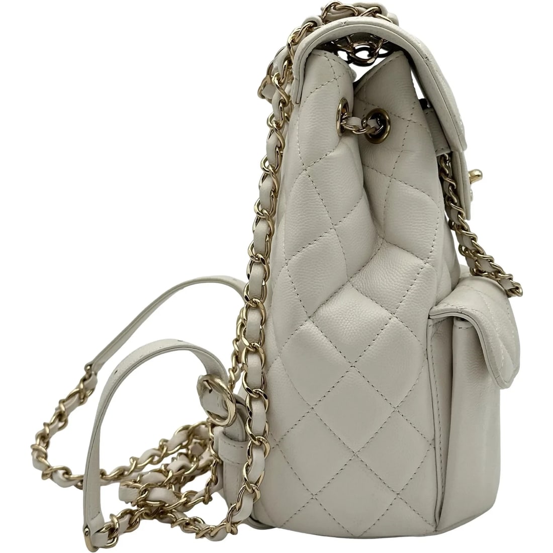 CHANEL COCO MARK BACKPACK WHITE GOLD HARDWARE - 2