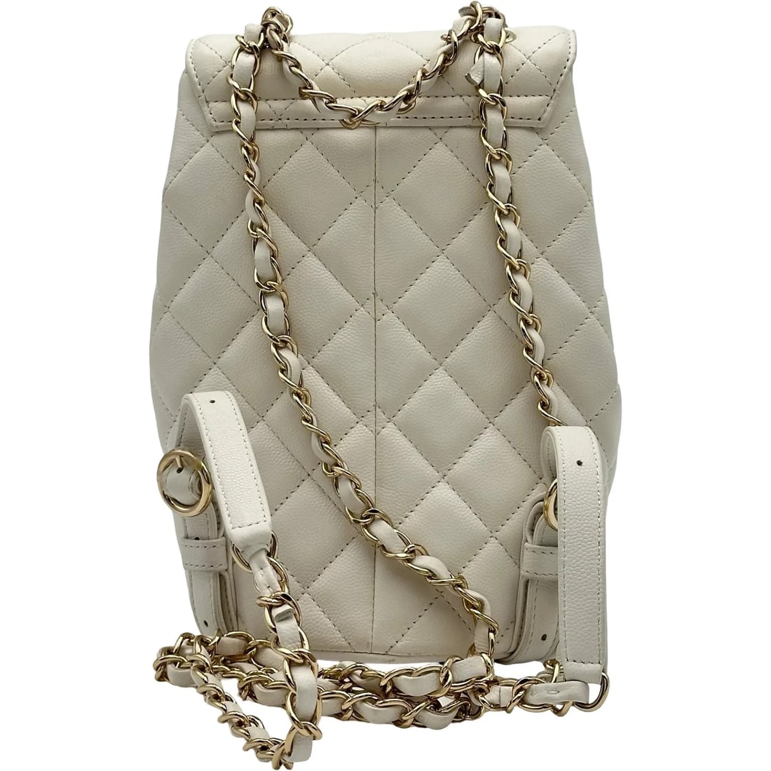 CHANEL COCO MARK BACKPACK WHITE GOLD HARDWARE - 3