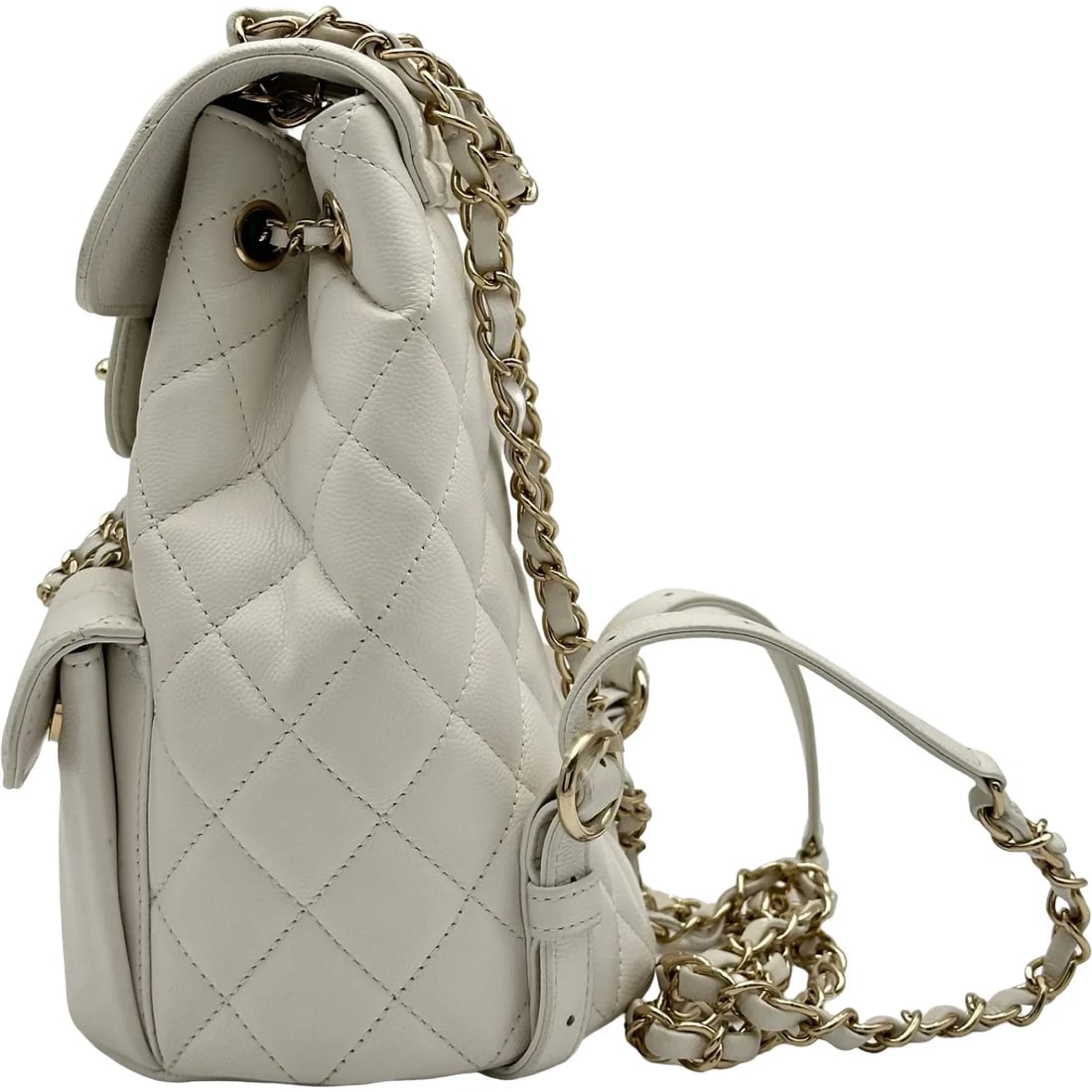 CHANEL COCO MARK BACKPACK WHITE GOLD HARDWARE - 4