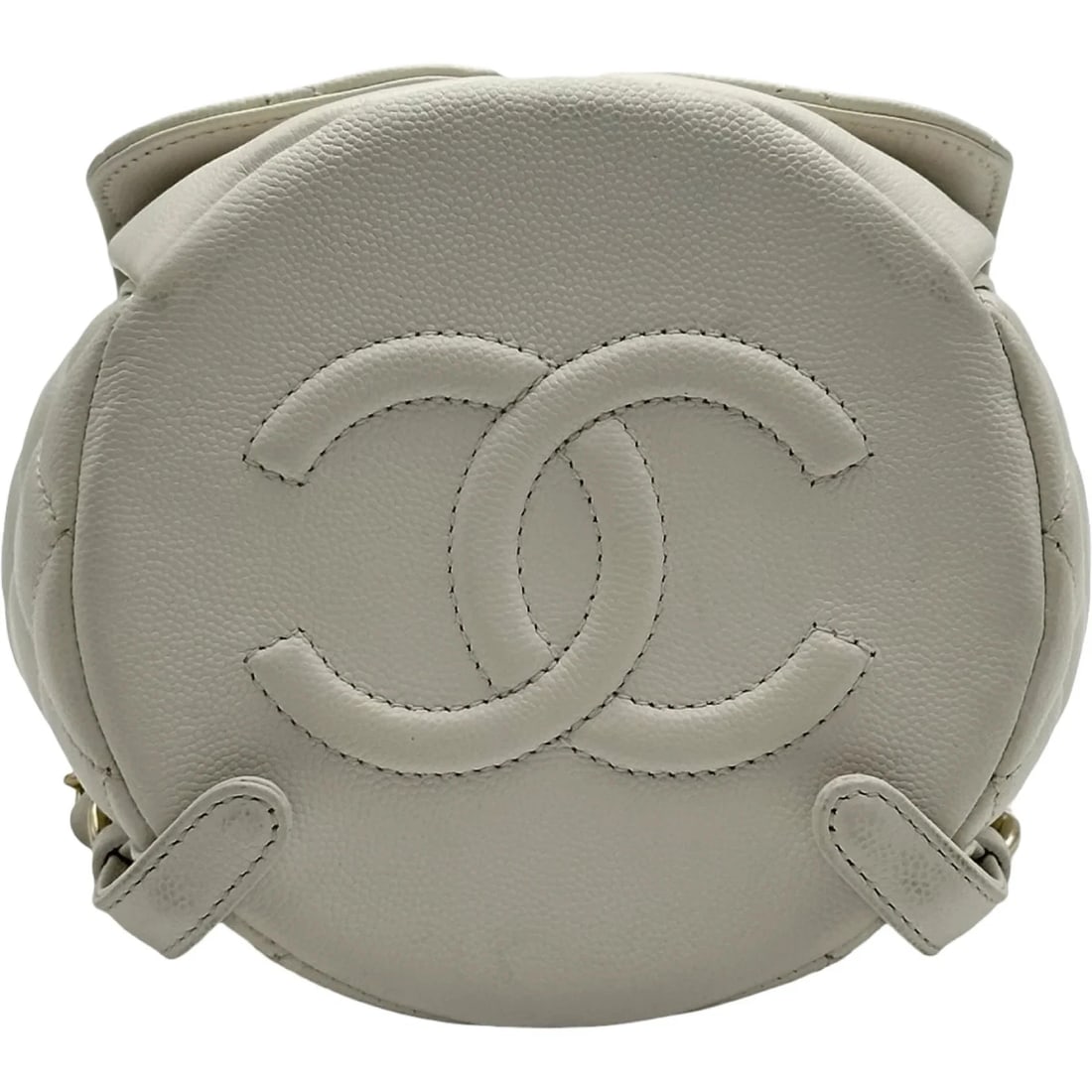 CHANEL COCO MARK BACKPACK WHITE GOLD HARDWARE - 5