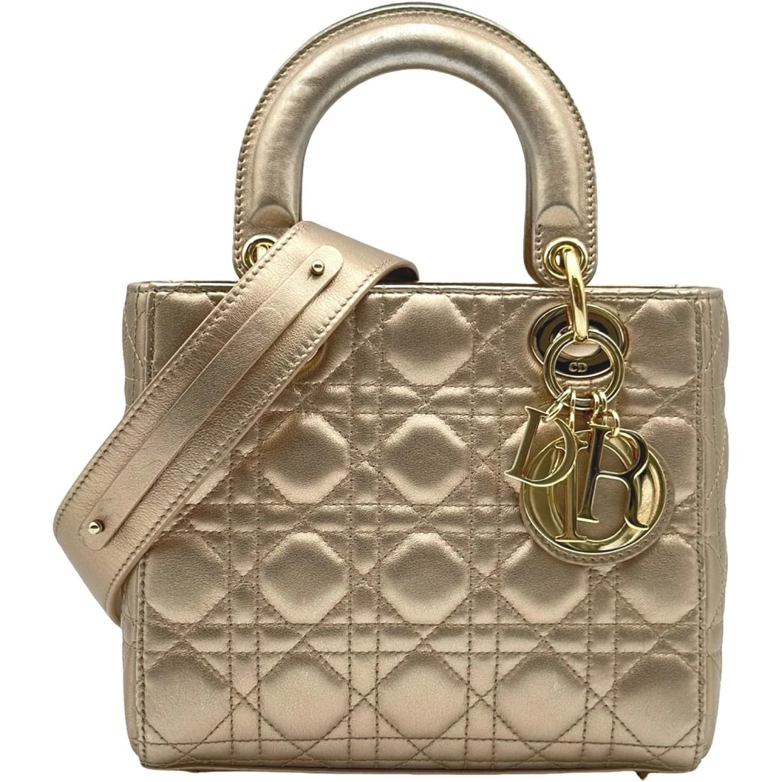 CHRISTIAN DIOR LADY DIOR BRONZE GHW CANNAGE LAMBSKIN (1 of 5)