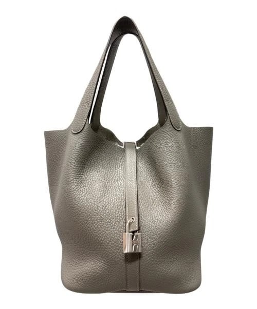 HERMES PICOTIN LOCK MM: HERMES Picotin Lock MM Brand: HERMES Type/Style: Handbag Material: Taurillon Clemence Color: Greetetan / Grey Size: H:20.0cm / W:22.0cm / D:17.0cm Accessories: None Accessories Notice: Whe