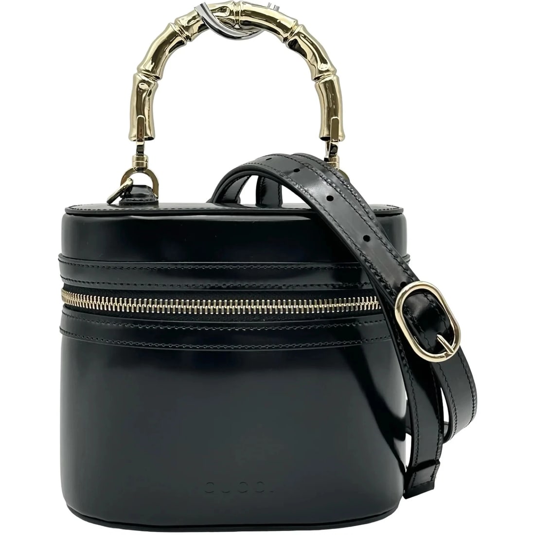 GUCCI BAMBOO HANDLE MINI VANITY BAG BLACK: GUCCI Bamboo Handle Mini Vanity Bag Black Brand: GUCCI Type/Style: Vanity Bag Material: Patent Color: Black / GD Hardware Size: W: 16cm / H: 14cm / D: 10cm Accessories: None Accessories No