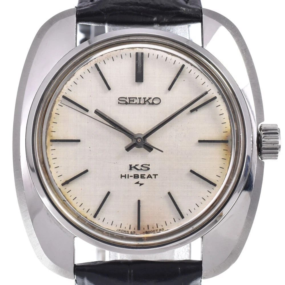 SEIKO KINGHIGH BEAT SILVER DIAL HAND WINDING WATCH: Seiko Kinghigh Beat Silver Dial Hand Winding Watch Brand: SEIKO Type/Style: Wristwatch Material: Band Material leather, Case Material Stainless Steel Color: Case Color Silver, Band Color black, Dial