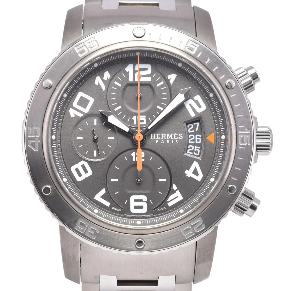 HERMES CLIPPER DIVER AUTOMATIC WATCH: Hermes Clipper Diver Automatic Watch Brand: HERMES Type/Style: Wristwatch Material: Band Material Titanium / Stainless Steel, Case Material Titanium / Stainless Steel Color: Case Color Silver, Band