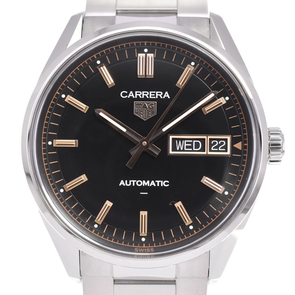 TAG HEUER CARRERA WATCH: Tag Heuer Carrera Watch Brand: TAG HEUER Type/Style: Wristwatch Material: Band Material Stainless Steel, Case Material Stainless Steel Color: Case Color Silver, Band Color Silver, Dial Color black