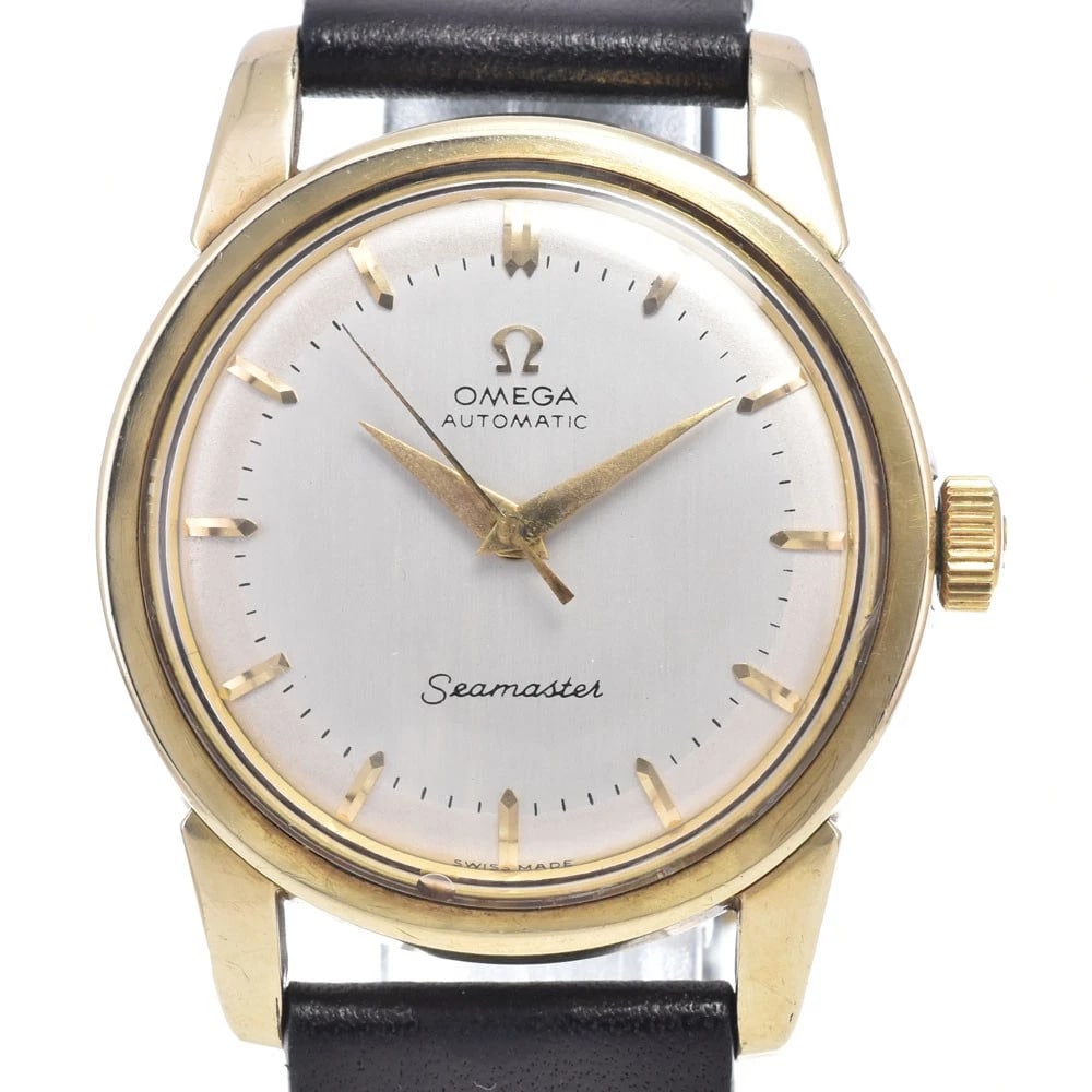 OMEGA SEAMASTER SILVER DIAL AUTOMATIC WATCH: Omega Seamaster Silver Dial Automatic Watch Brand: OMEGA Type/Style: Wristwatch Material: Band Material leather, Case Material Stainless Steel/YG Color: Case Color gold, Band Color black, Dial Color S
