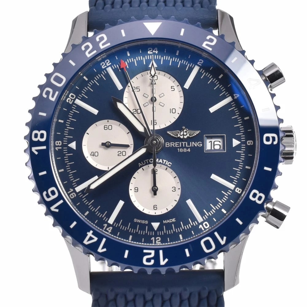 BREITLING CHRONO LINER CHRONOGRAPH AUTOMATIC WATCH: Breitling Chrono Liner Chronograph Automatic Watch Brand: BREITLING Type/Style: Wristwatch Material: Band Material rubber, Case Material Stainless Steel Color: Case Color Silver, Band Color blue,