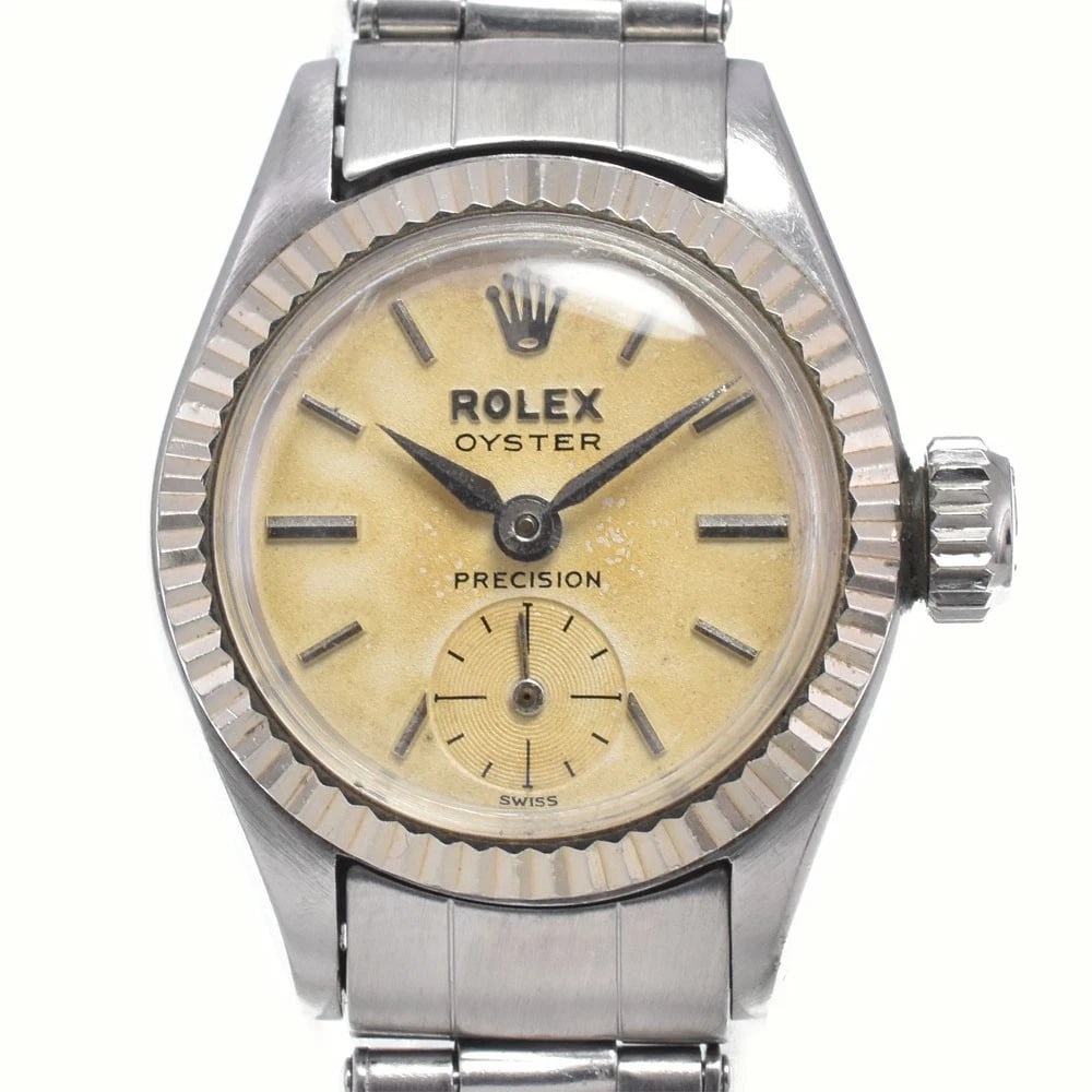 ROLEX OYSTER PRECISION WATCH: Rolex Oyster Precision Watch Brand: ROLEX Type/Style: Wristwatch Material: Band Material Stainless Steel, Case Material Stainless Steel Color: Case Color Silver, Band Color Silver, Dial Color Ivory