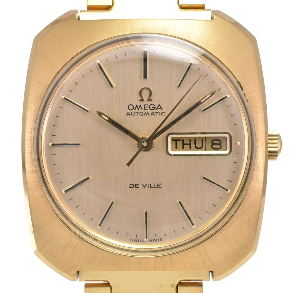 OMEGA DE VILLE IVORY DIAL AUTOMATIC WATCH: Omega De Ville Ivory Dial Automatic Watch Brand: OMEGA Type/Style: Wristwatch Material: Band Material Gold Plated, Case Material Gold Plated Color: Case Color gold, Band Color gold, Dial Color Ivory
