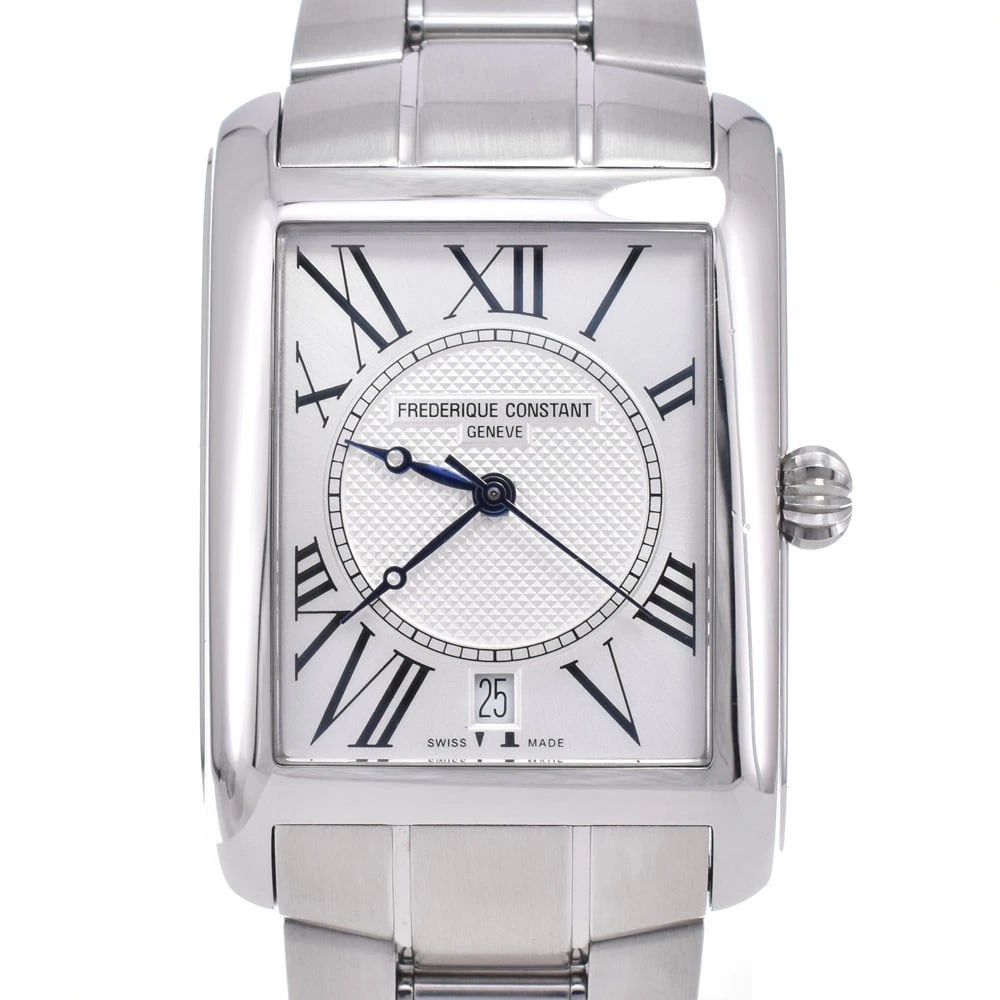 FREDERIQUE CONSTANT CLASSIC CARRE DATE QUARTZ WATCH: Frederique Constant Classic Carre Date Quartz Watch Brand: FREDERIQUE CONSTANT Type/Style: Wristwatch Material: Band Material Stainless Steel, Case Material Stainless Steel Color: Case Color Silver, B