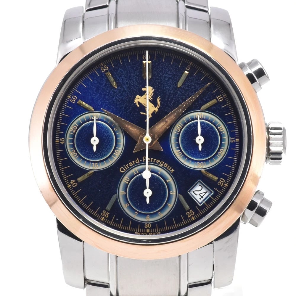 GIRARD-PERREGAUX FERRARI CHRONOGRAPH DATE AUTOMATIC WATCH: Girard-Perregaux Ferrari Chronograph Date Automatic Watch Brand: GIRARD-PERREGAUX Type/Style: Wristwatch Material: Band Material Stainless Steel, Case Material Stainless Steel/PG Color: Case Color