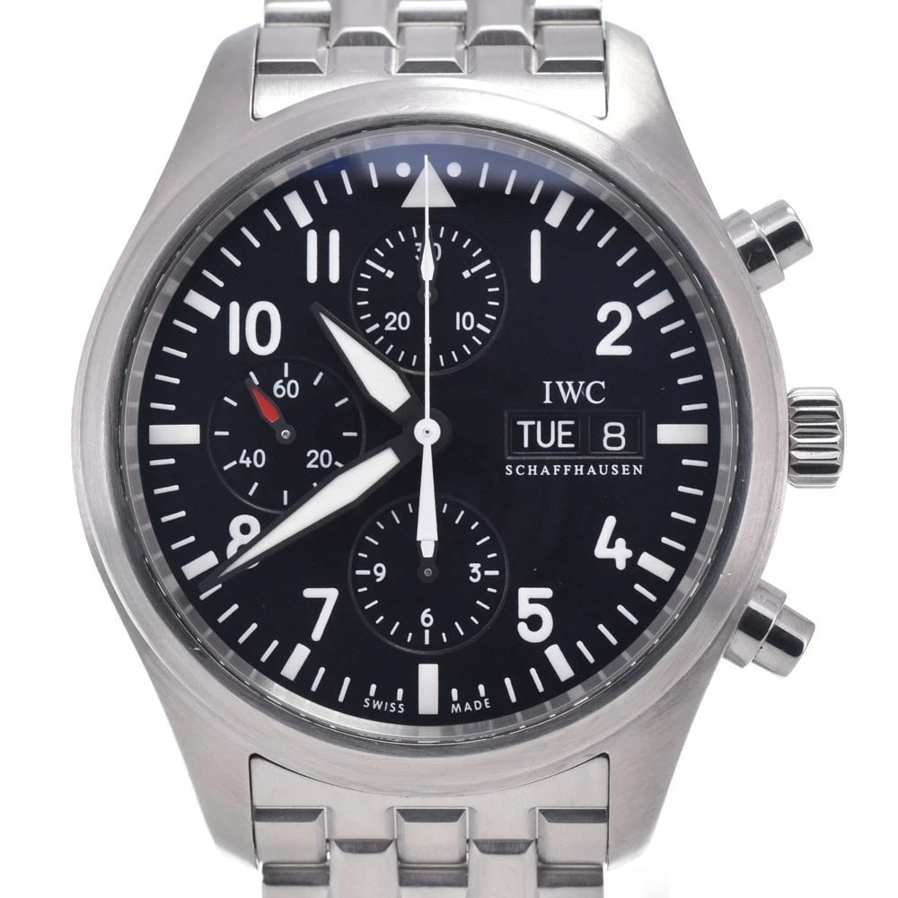IWC SCHAFFHAUSEN PILOT WATCH CHRONOGRAPH AUTOMATIC WATCH: Iwc Schaffhausen Pilot Watch Chronograph Automatic Watch Brand: IWC SCHAFFHAUSEN Type/Style: Wristwatch Material: Band Material Stainless Steel, Case Material Stainless Steel Color: Case Color