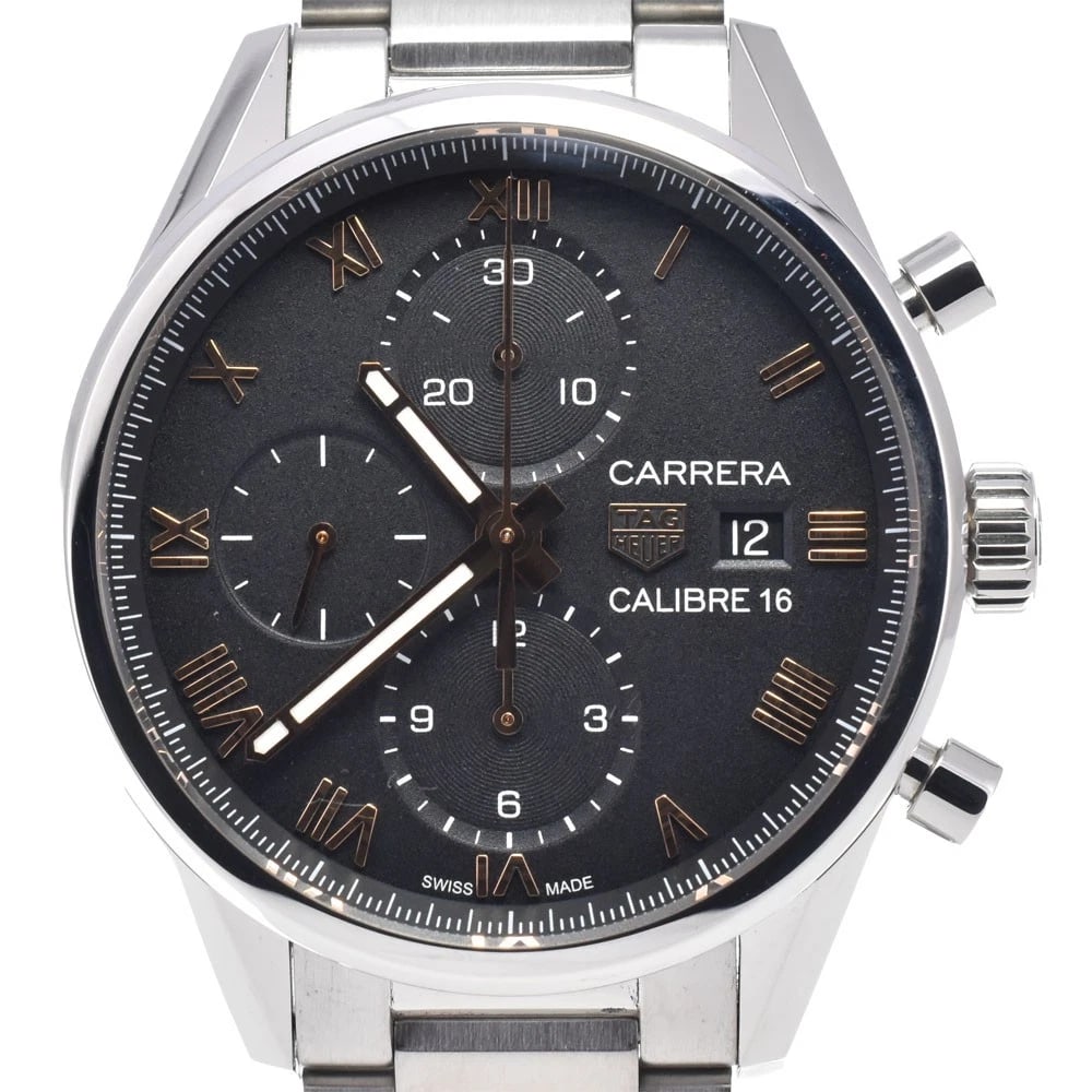 TAG HEUER CARRERA CALIBER WATCH: Tag Heuer Carrera Caliber Watch Brand: TAG HEUER Type/Style: Wristwatch Material: Band Material Stainless Steel, Case Material Stainless Steel Color: Case Color Silver, Band Color Silver, Dial Color b