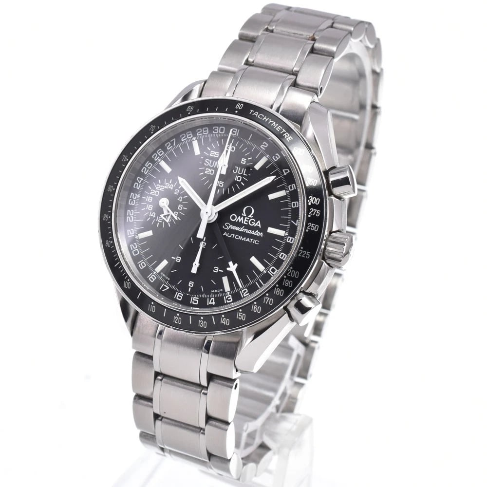 OMEGA SPEEDMASTER MARK 40 COSMOS TRIPLE CALENDAR WATCH: Omega Speedmaster Mark 40 Cosmos Triple Calendar Watch Brand: OMEGA Type/Style: Wristwatch Material: Band Material Stainless Steel, Case Material Stainless Steel Color: Case Color Silver, Band Color