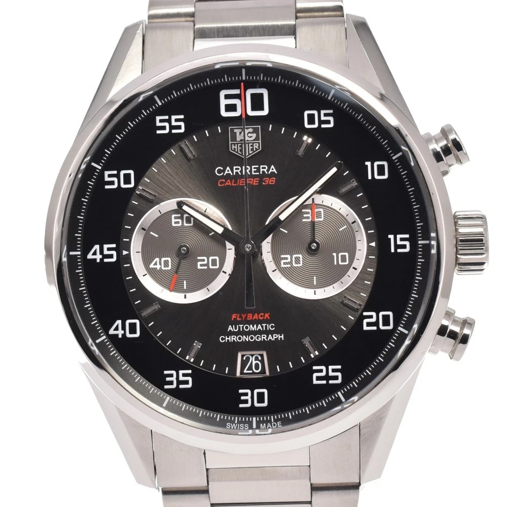 TAG HEUER CARRERA CALIBER 36 WATCH: Tag Heuer Carrera Caliber 36 Watch Brand: TAG HEUER Type/Style: Wristwatch Material: Band Material Stainless Steel, Case Material Stainless Steel Color: Case Color Silver, Band Color Silver, Dial