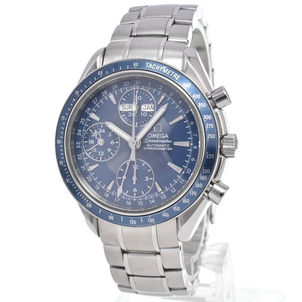 OMEGA SPEEDMASTER TRIPLE CALENDAR AUTOMATIC WATCH: Omega Speedmaster Triple Calendar Automatic Watch Brand: OMEGA Type/Style: Wristwatch Material: Band Material Stainless Steel, Case Material Stainless Steel Color: Case Color Silver, Band Color